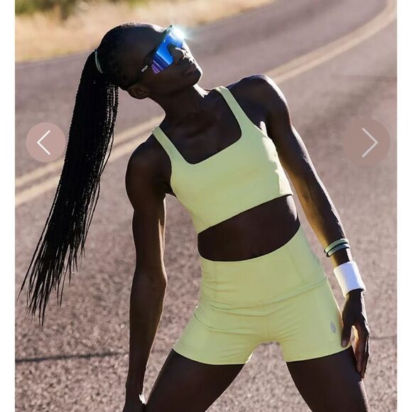 FP Movement Never Better Running Biker Shorts W Pockets NWT Sour Citrus Neon - Picture 4 of 5